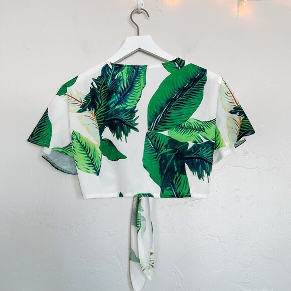 Zaful Palm Print Wrap Top size 8 - Picture 4 of 5